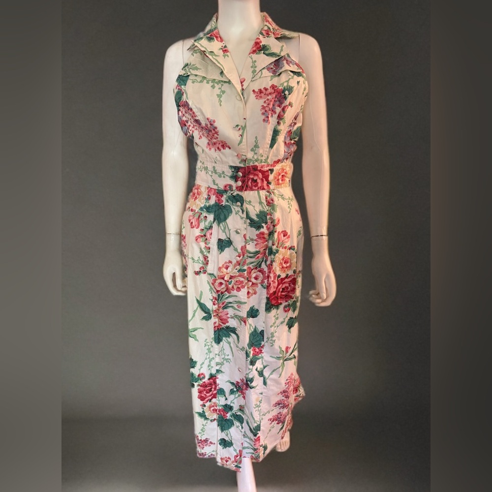 Floral Print Pale Yellow Maxi Dress with Pink Roses